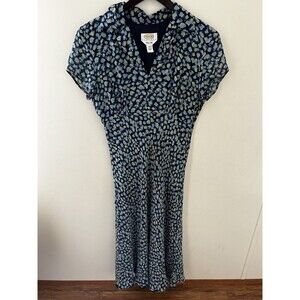 Vtg Womens Talbots Dress Petite Size 10 Pure Silk Layered Babydoll 90s Geometric